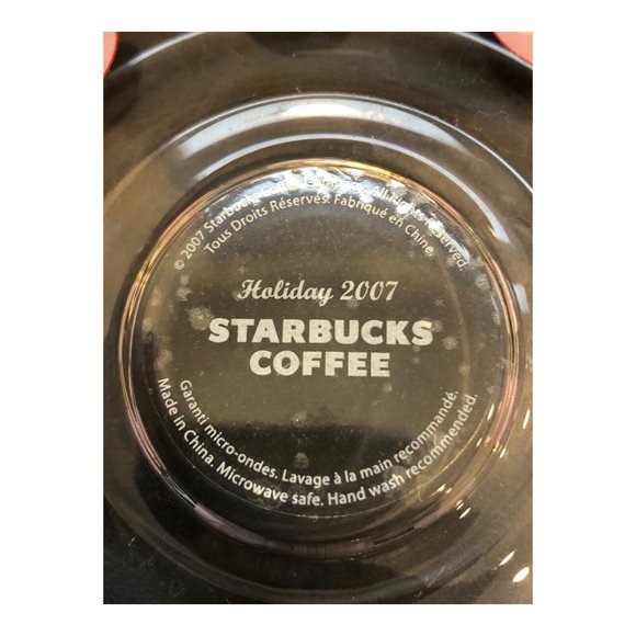 Starbucks Holiday 2007 Peppermint Candy Clear Coffee Mug Set With Saucers - Picture 15 of 16